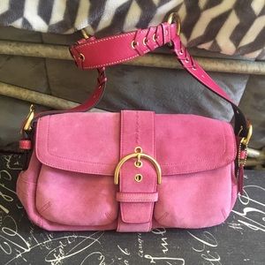 NEW Pink Coach Suede Handbag